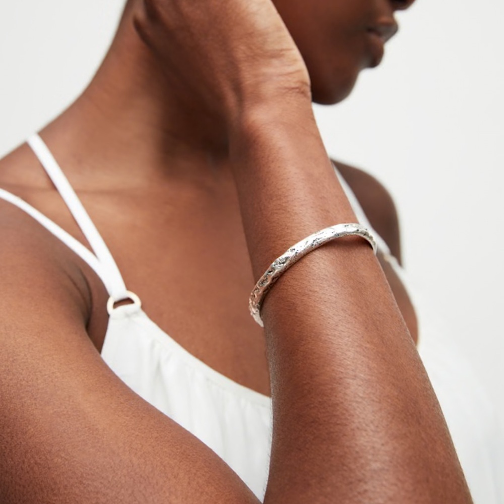 All Saints Mina Hammered Silver Bracelet